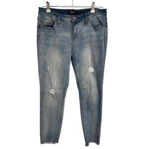 Buffalo David Bitton Jess Rip & Repair Mid-Rise Skinny Jeans 12/32 Raw Hem